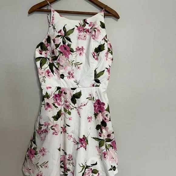 Pink and Green Floral Halter Front Sun Dress by City Studio Junior Size 13 - Picture 13 of 14